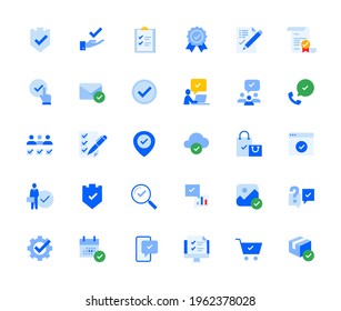 Check mark icons set for personal and business use. Vector illustration icons for graphic and web design, app development, marketing material and business presentation.