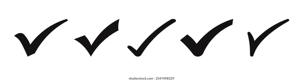 Marque los iconos establecidos. Colección de símbolo de control de calidad y Aprobación. Ilustración vectorial.