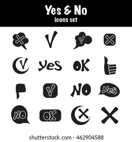 Check mark icons set in simple style. Yes and No set collection vector illustration