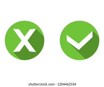 Check mark icons set. Tick and cross sign