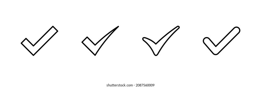 Check mark icons set. Tick mark sign and symbol
