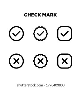 Check mark icons set vector templates in line or outline style