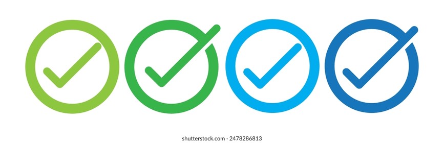 Check mark icons set. Vector.
