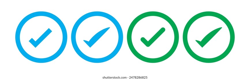 Check mark icons set. Vector.
