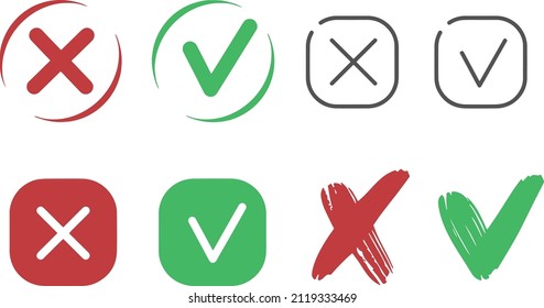Check mark icons set for web. Vector EPS. Check buttons for website.