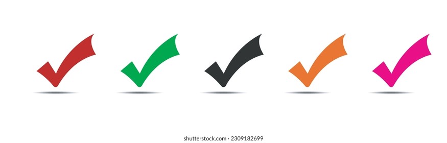 Check mark icons set.Green and different colors Check list button icon.Flat and modern check mark design,Greeting card design for web,banner,social media. Vector illustration.