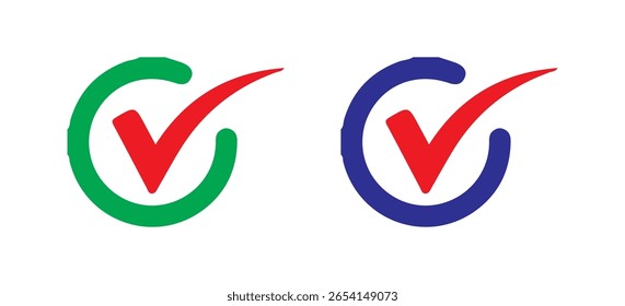 ícones de marca de seleção, ilustração de vetor de símbolo eps 10