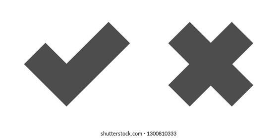 Check mark icons, tick and cross vectors