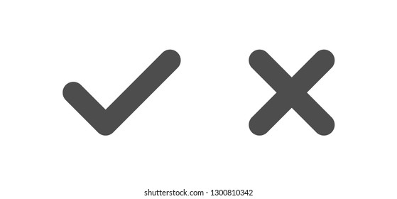 Check mark icons, tick and cross vectors
