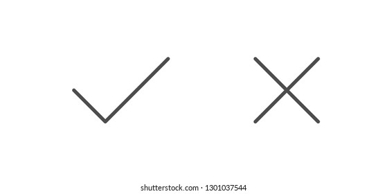 Check mark icons, tick and cross vectors