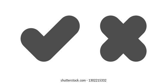Check mark icons, tick and cross vectors