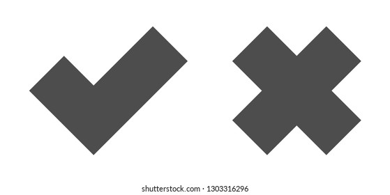 Check mark icons, tick and cross vectors