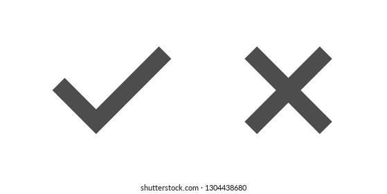 Check mark icons, tick and cross vectors