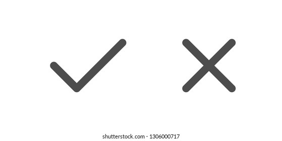 Check mark icons, tick and cross vectors