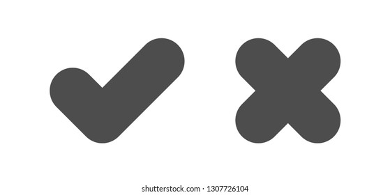 Check mark icons, tick and cross vectors