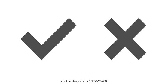 Check mark icons, tick and cross vectors