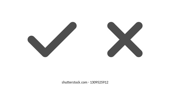 Check mark icons, tick and cross vectors