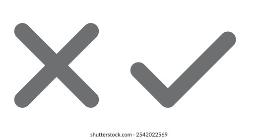 Check mark icons, tick and cross. Flat style design. EPS Vector illustration