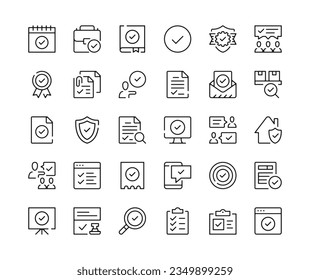 Check mark icons. Vector line icons set. Checkmark, tick concepts. Black outline stroke symbols