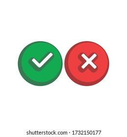 Marcar iconos, x o marcar aprobar. icono vector para aplicaciones y sitios web.