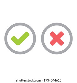 Marcar iconos, x o marcar aprobar. icono vector para aplicaciones y sitios web.
