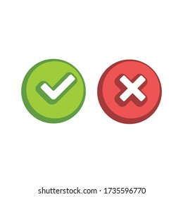 Check mark icons, x or tick approve. vector icon for apps and websites.