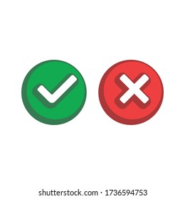 Check mark icons, x or tick approve. vector icon for apps and websites.