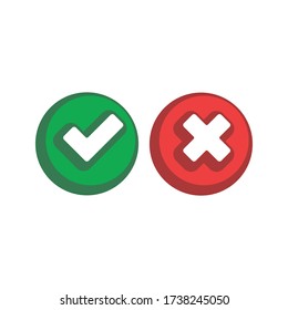 Check mark icons, x or tick approve. vector icon for apps and websites.