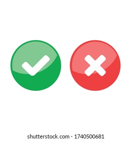 Markierungssymbole prüfen, ob x oder tick genehmigt ist. Vektorsymbol für Anwendungen und Websites.
