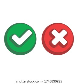 Check mark icons, x or tick approve. vector icon for apps and websites.