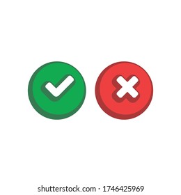 Markierungssymbole prüfen, ob x oder tick genehmigt ist. Vektorsymbol für Anwendungen und Websites.