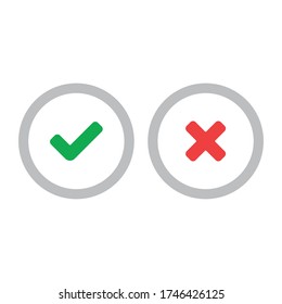 Check Mark Icons, X Or Tick Approve. Vector Icon For Apps And Websites.