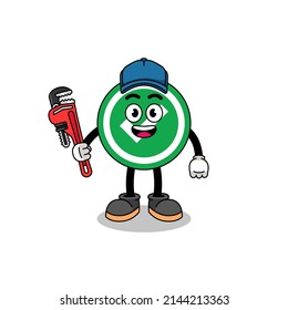 check mark illustration cartoon as a plumber , character design