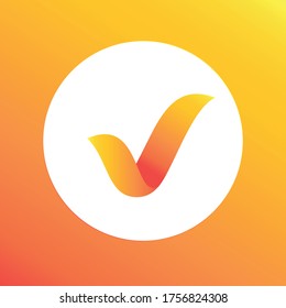 check mark illustration design over a orange background