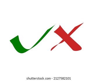 marca de verificación ilustración vector.color verde y rojo