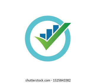 check mark inside circle with stem chart vector logo design template