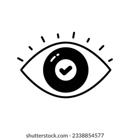 Check mark inside eye, trendy vector of business monitoring, editable icon
