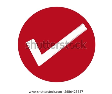 Check mark inside a red circle on a white background