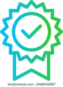 Icono de inspección de marca de verificación con estilo de contorno de degradado azul y verde. marca, marca, símbolo, sí, marca, correcto. Ilustración vectorial