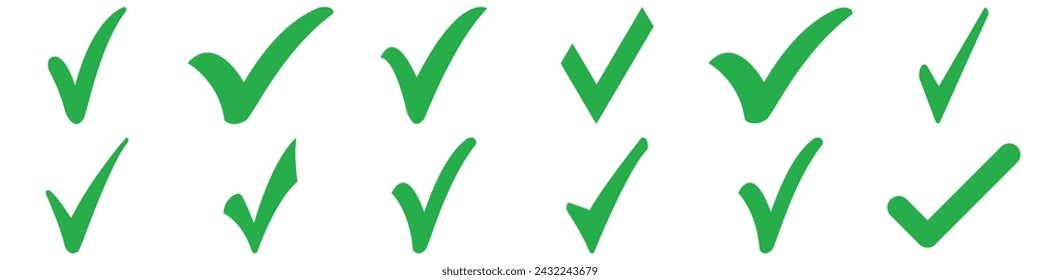 Marca de verificación aislada sobre fondo transparente. Símbolo verde para su diseño. Ilustración vectorial, fácil de editar.