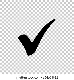 Check mark isolated on transparent background. Black symbol for your design. Vector illustration, easy to edit.