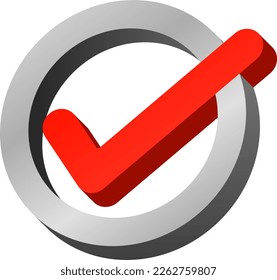 Check mark isolated vector  3d icon.