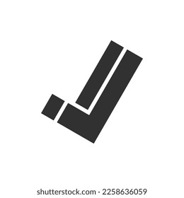 Check mark isometric icon. Monochrome black and white symbol
