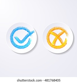 Check mark labels on buttons brush stroke style