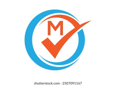Check mark with latter M