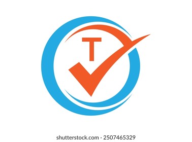 Check mark with latter T