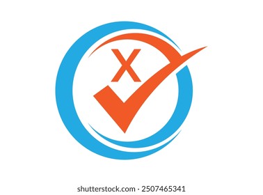Check mark with latter X