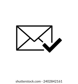 Marcar ilustración vectorial de icono de letra. Correo electrónico confirmar en un fondo aislado. Concepto de signo de sobres.