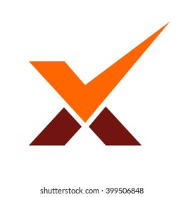 check mark and letter X logo vector.