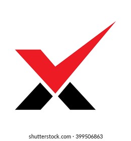 check mark and letter X logo vector.